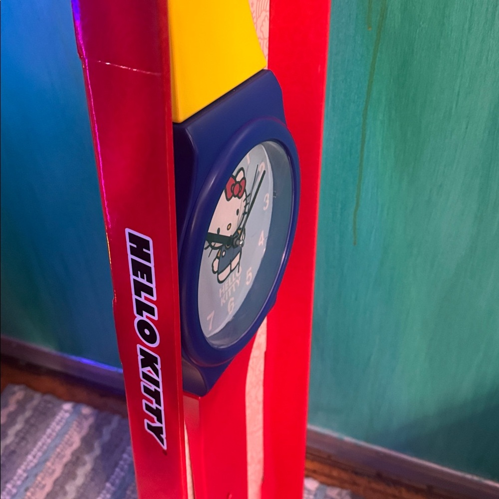 Rare Hello Kitty Red Yellow and Blue Watch Wall Clock 36.5” Long BRAND NEW - Picture 8 of 8